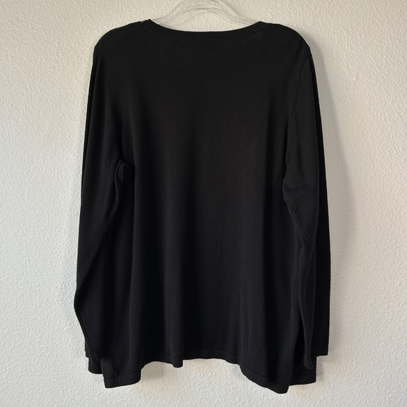 Quacker Factory plus size 1X tank cardigan duet black sequin trim cotton blend - Picture 9 of 11